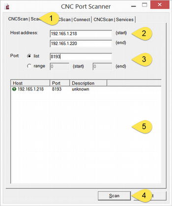 Usage of CNC Port Scanner