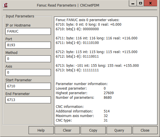 Read parameters 6710 - 6713