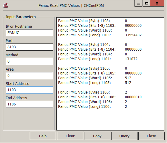 FanucPMCGui: Read PMC data