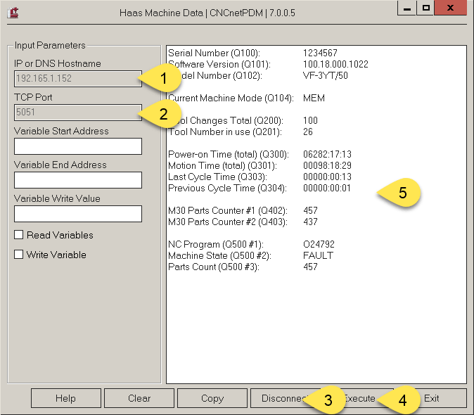 CNCnetPDM Haas Machine Data