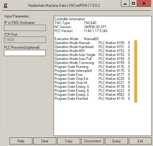 HeidenhainData output without DNC option 18