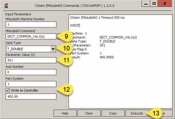 Write data to Citizen machine (Mitsubishi controller)