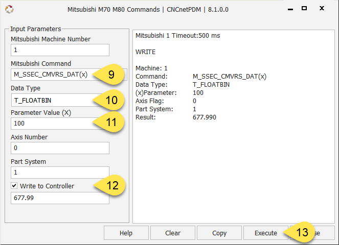 Write to Mitsubishi CNC