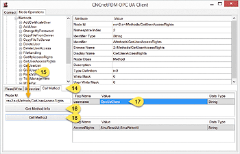 Call and execute OPC UA server method