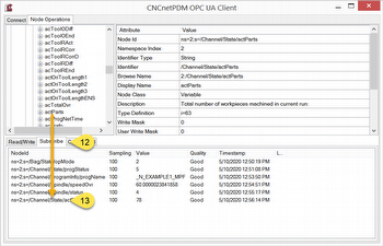 Monitor OPC UA server items