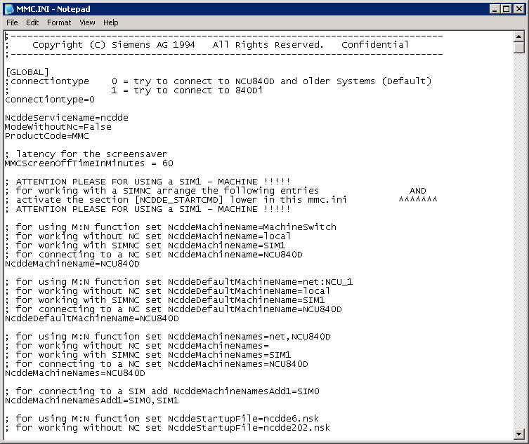 MMC.INI file contents