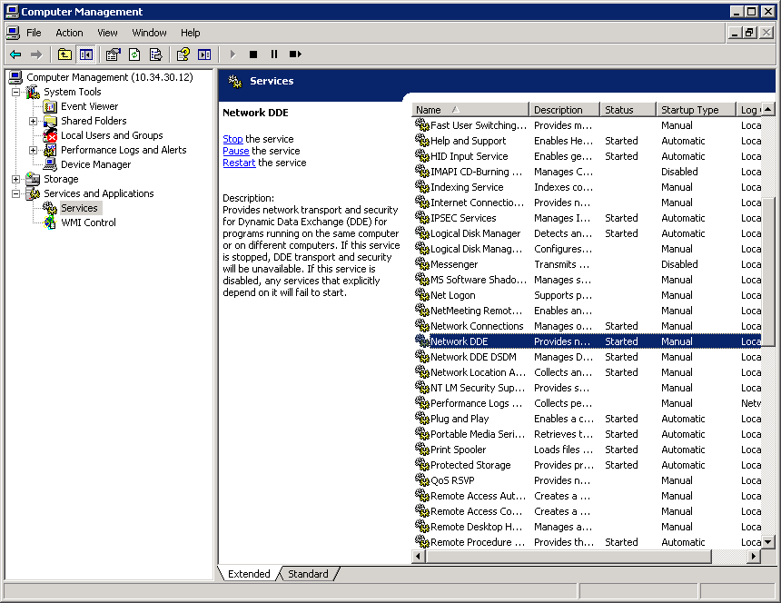 Enable and start NetDDE on controller