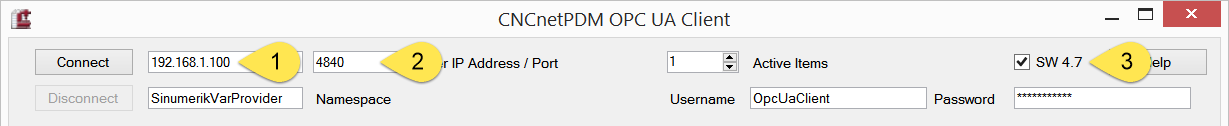 Connect CNCnetPDM OPC UA Simple Client