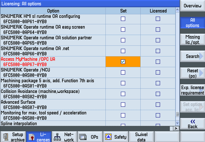 Activate OPC UA License