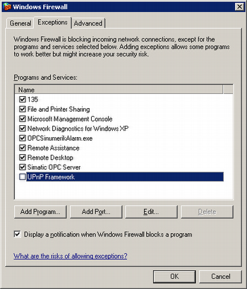 Sinumerik firewall settings