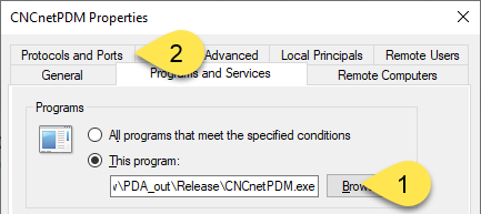 Setup firewall inbound rule for CNCnetPDM