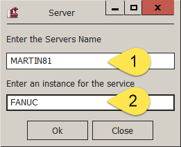 CNCnetControl select server / instance