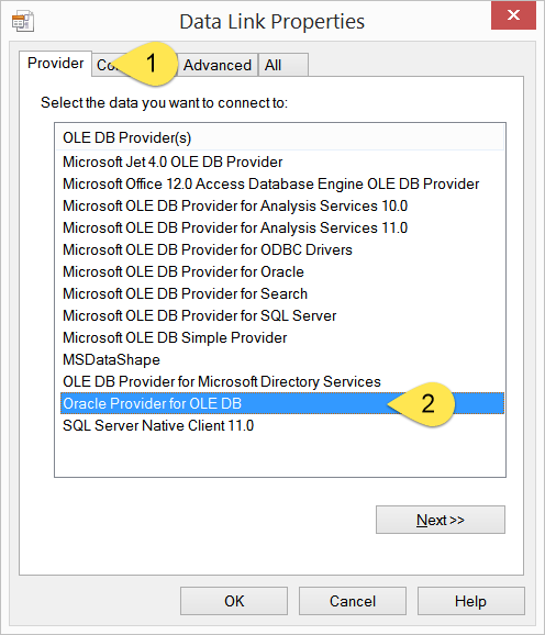 Select database provider (Oracle)