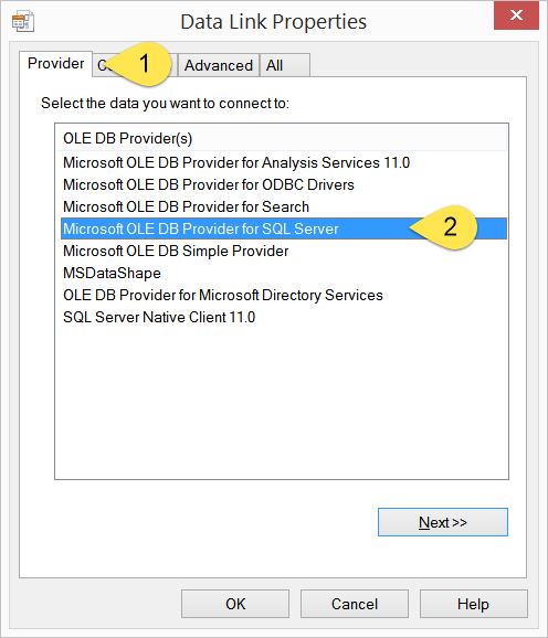 Select database provider