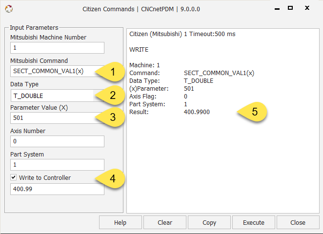 Write data to Citizen machine (Mitsubishi controller)