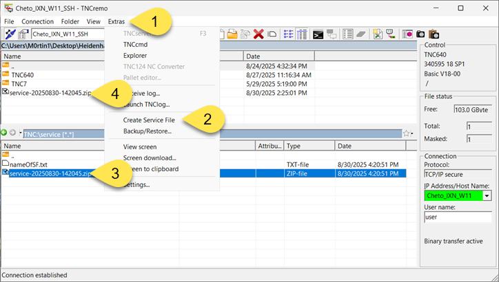 Create service file with TNC Remo