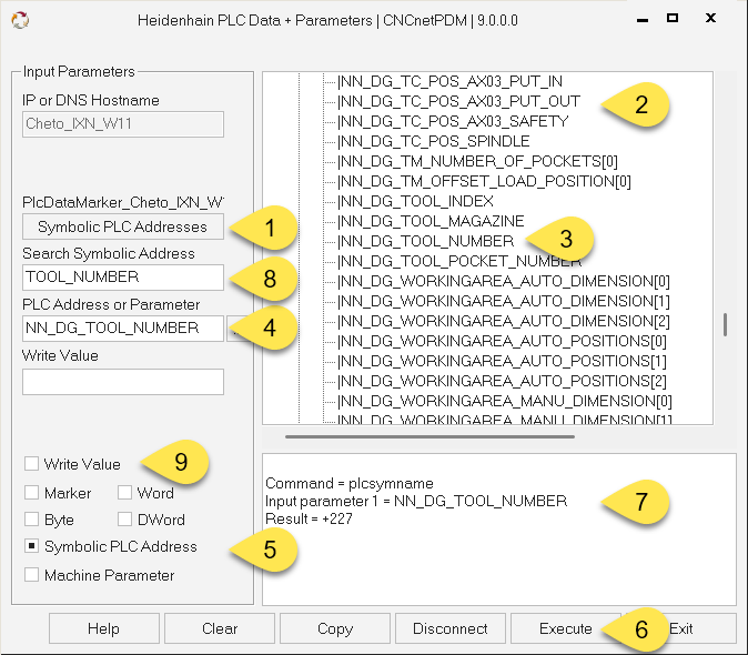 Load, Display, Read and Search Symbolic PLC Address Names (TNC 640)